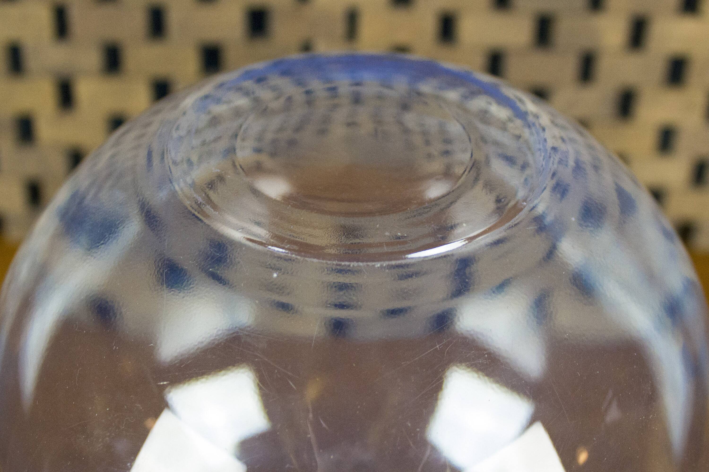 Vintage bright blue glass globe vase