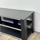 Tv hi-fi unit in black melamine and brushed aluminium, vintage 80s.