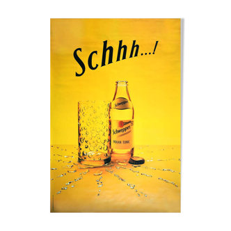 Original Advertising Poster Schweppes Schhh... 1995 - Large Format - On linen