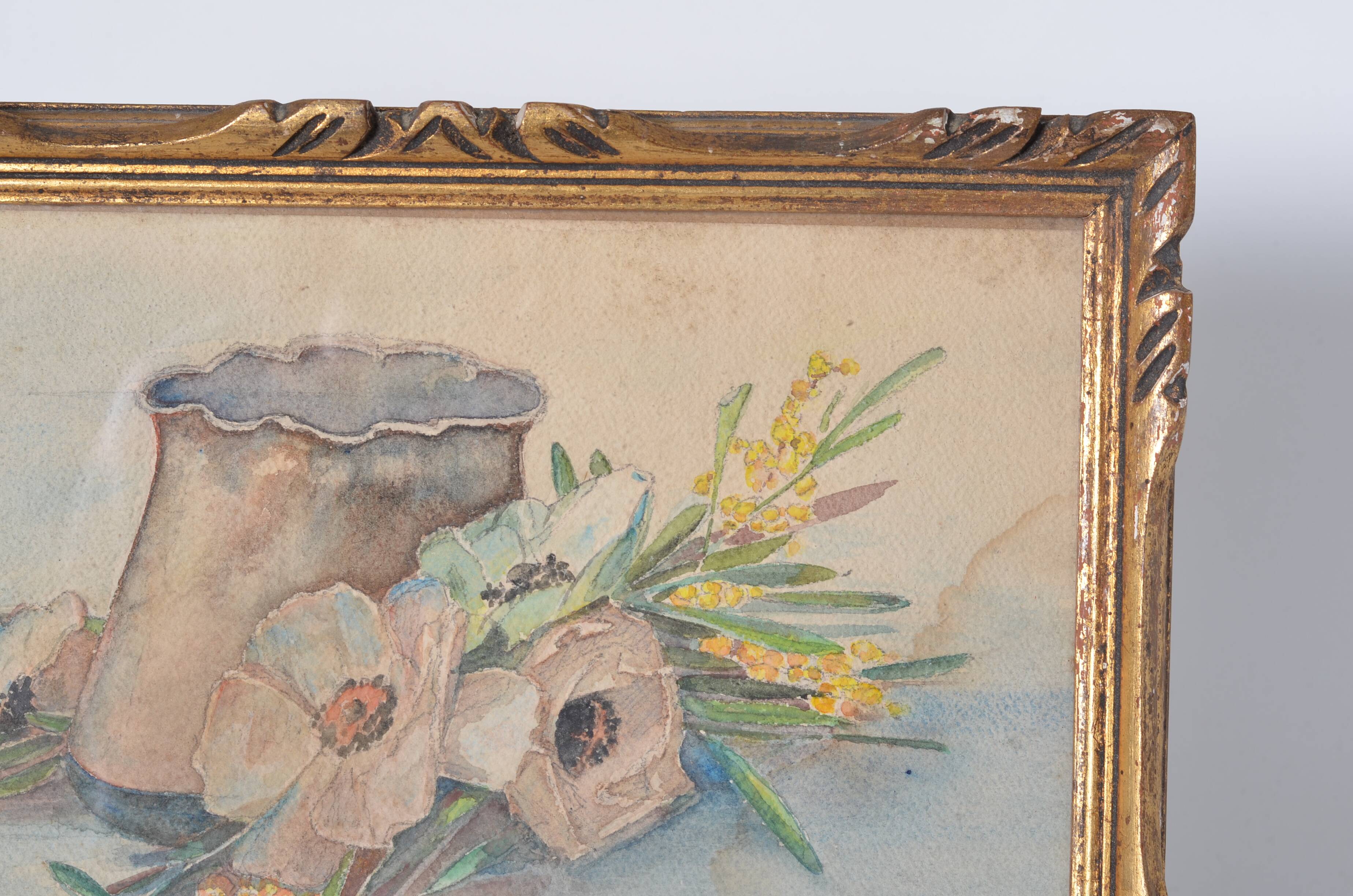 Watercolor white flowers