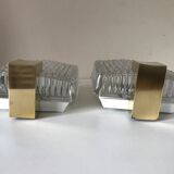 Pair of glass slab and brass design sconces 70