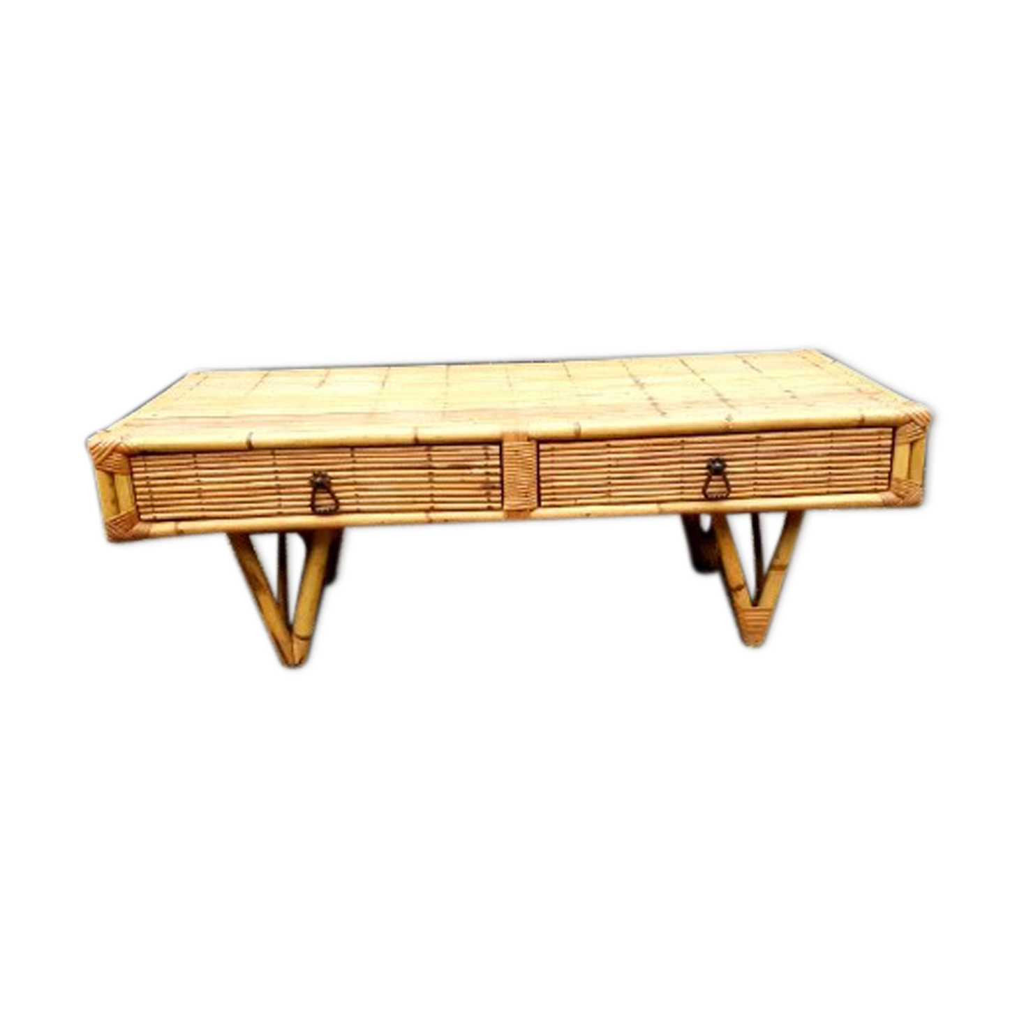Bamboo rattan coffee table