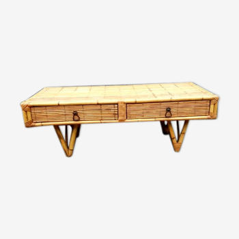 Table basse rotin bambou