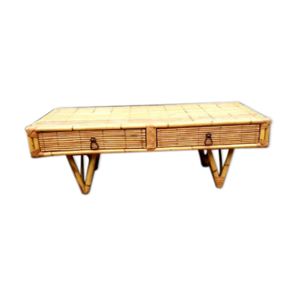 Table basse rotin bambou
