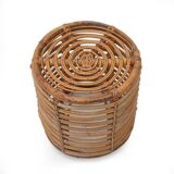 Cylindrical pouf in curved rattan by Castano, 1960s