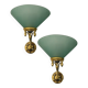 Large Green Murano Glass Brass Sconces Set of 2
