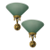 Large Green Murano Glass Brass Sconces Set of 2