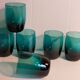 Six verres de verrier bleus paon vintages