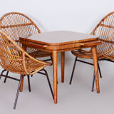 Restored Art Deco Cherry-Tree Card Table, New Varnish, Czechia, 1940s
