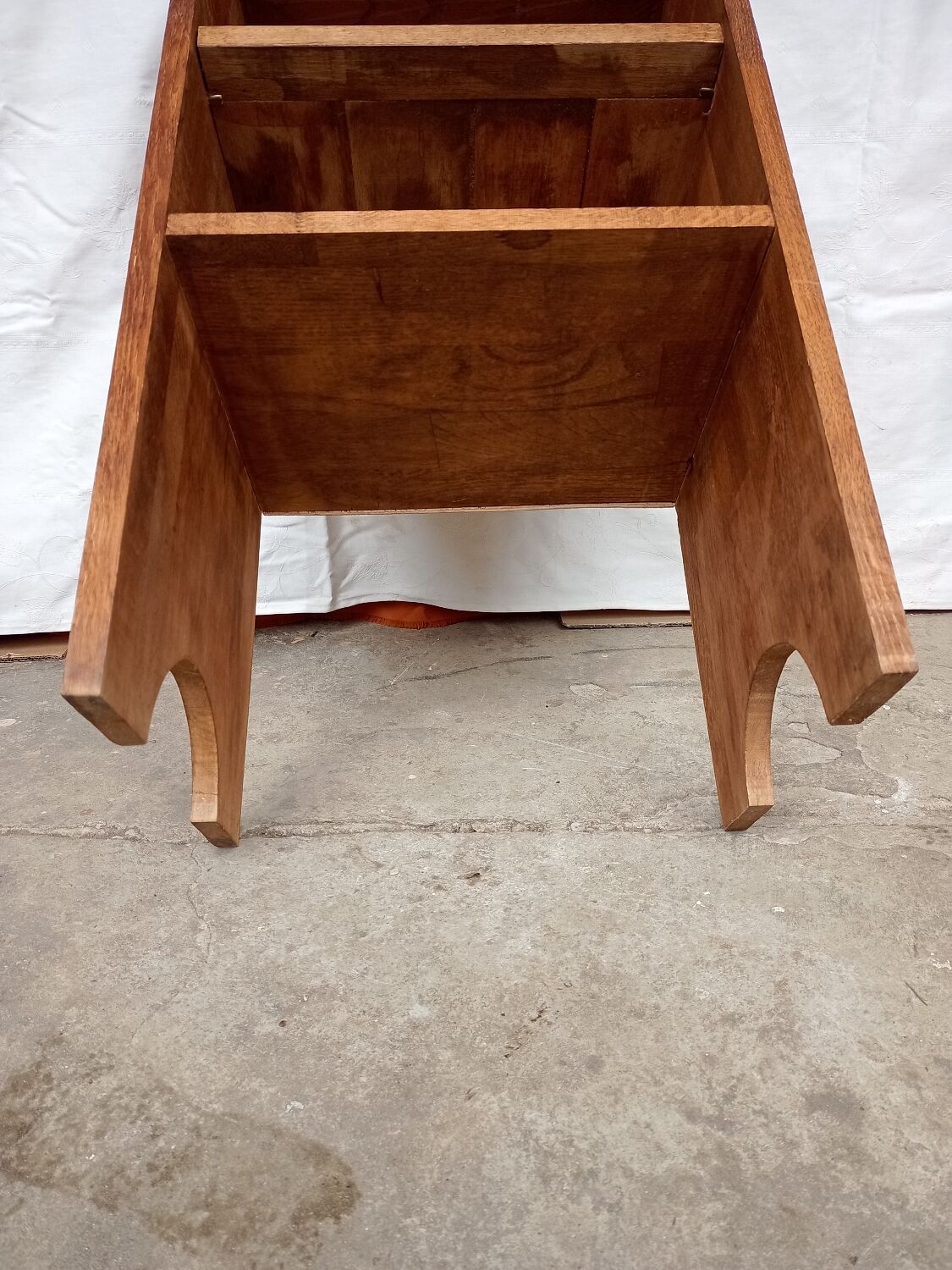 Bedside table in wooden slats