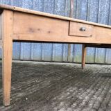 Antique solid cherry farmhouse table with 3 drawers and 1 pull out.