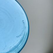 Lamp with blue opaline feet and textured conical lampshade 60s-70s