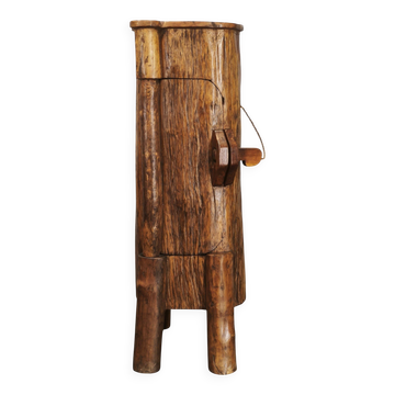 1960s French Brutalist Sculptural Solid Elm Wood Tree Trunk Cabinet
