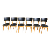 6 baumann chairs no. 17 with wide back in black faux leather.
