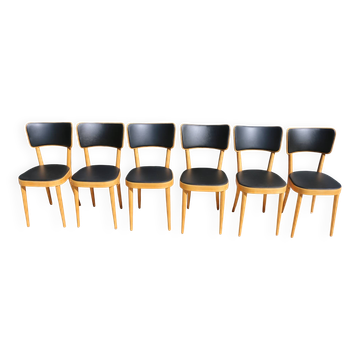 6 baumann chairs no. 17 with wide back in black faux leather.