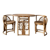 Salon rotin encastrable table et deux chaises