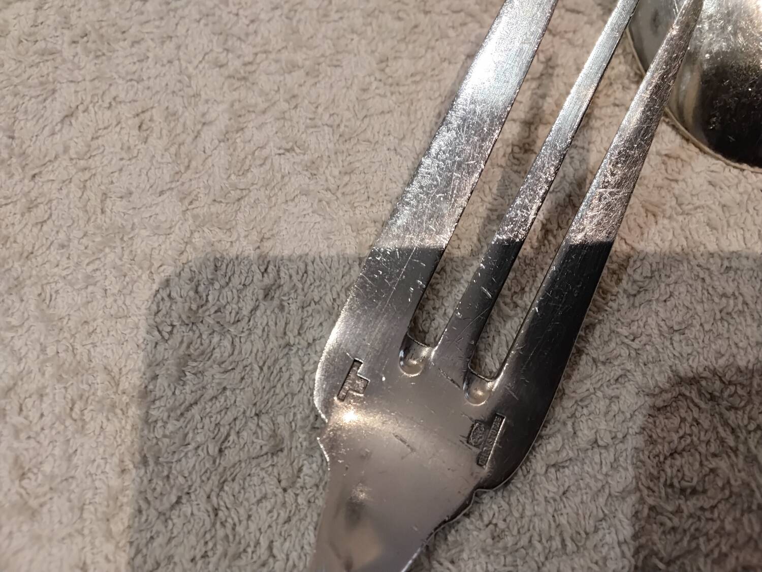 Silver-plated metal stew fork and spoon, Christofle silversmith, Albi