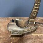 French art nouveau table lamp with transparent glass shade