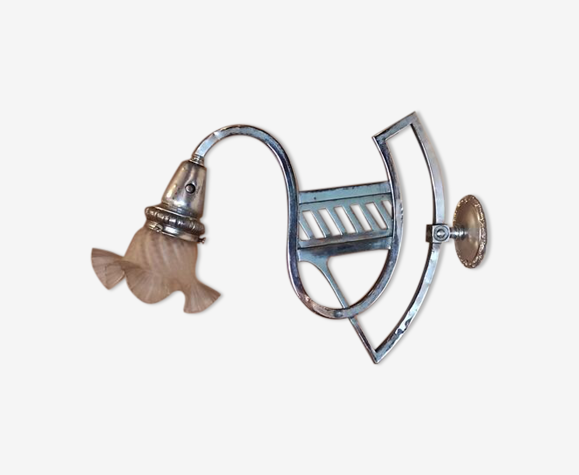 Italian art deco wall lamp in the shape of an S and tulip lyre in molded glass