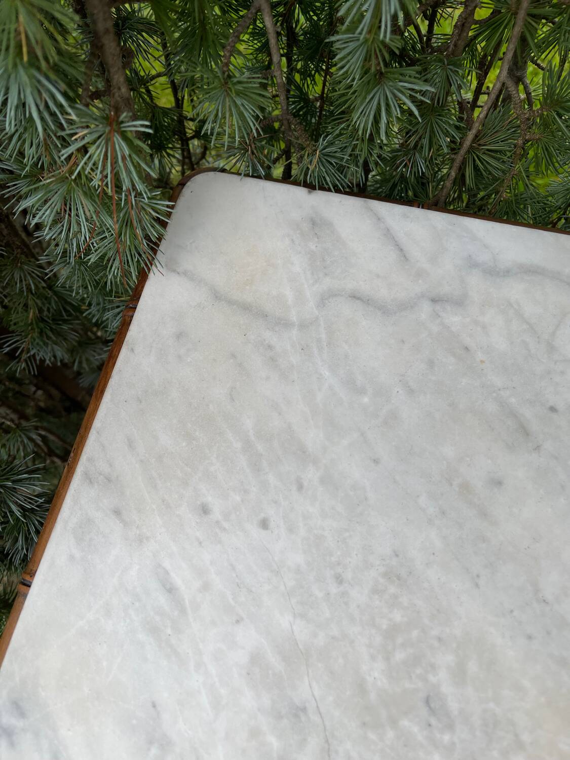 Bamboo and marble bedside table