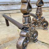 Vintage solid brass and steel chenets