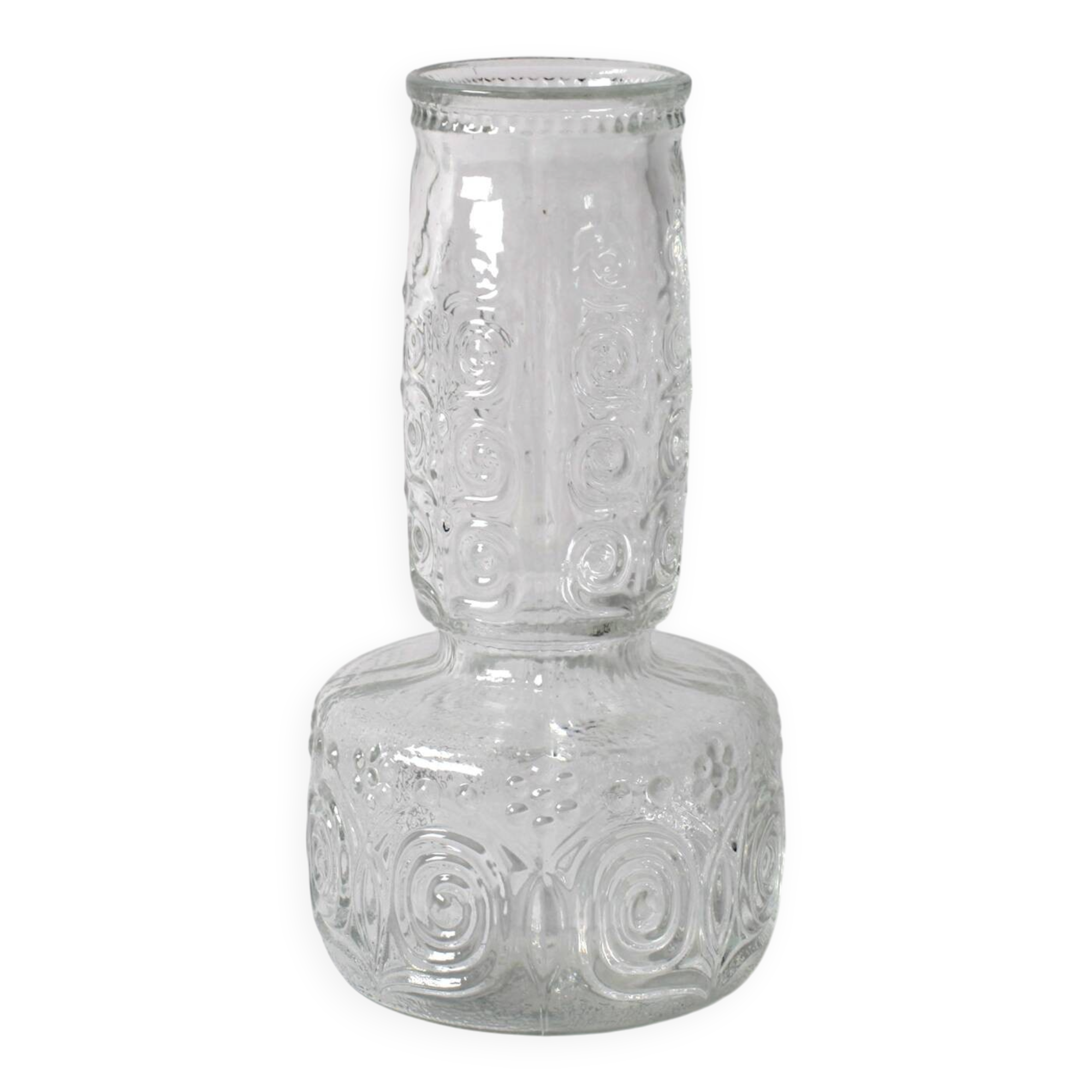 Mid-century Clear Pressed Glass Vase by Adolf Matura / Rosice / 1973