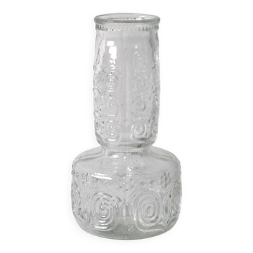 Vase en verre pressé clair du milieu du siècle par Adolf Matura / Rosice / 1973