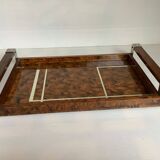 Old tray with art deco wooden handles