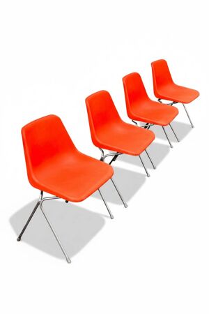 Série de 4 chaises orange