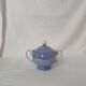Blue sugar bowl from the 1920s, lustrous porcelain.