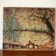 oil on pointillism landscape panel signed Hanriot 20th century