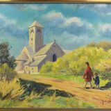 Jacques-Auguste COLIN (1925-) Church of St Martin de Laives in Burgundy Oil on canvas signed
