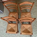 Set of 4 chairs Wood and straw