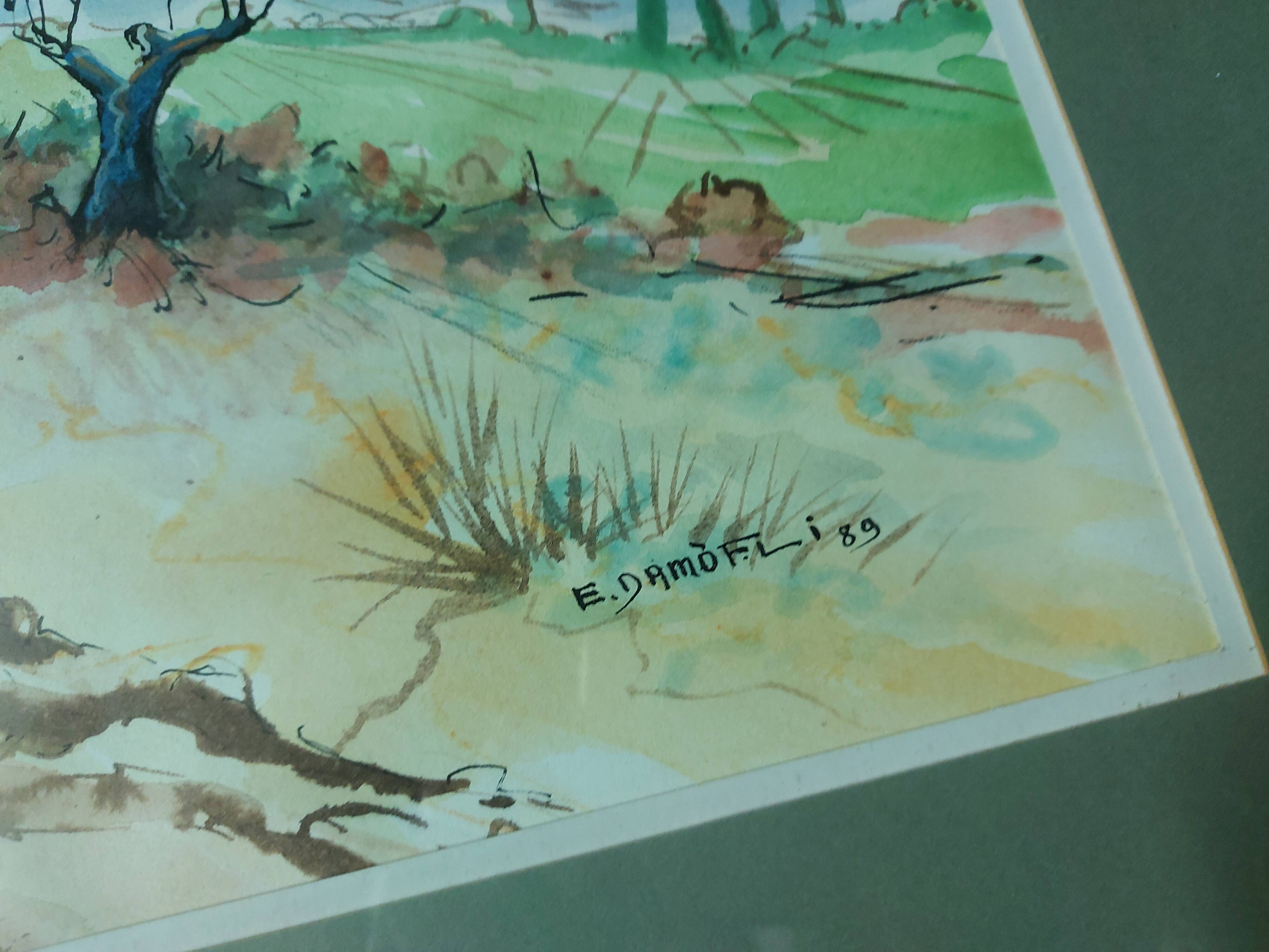 Tableau , aquarelle paysage provencal