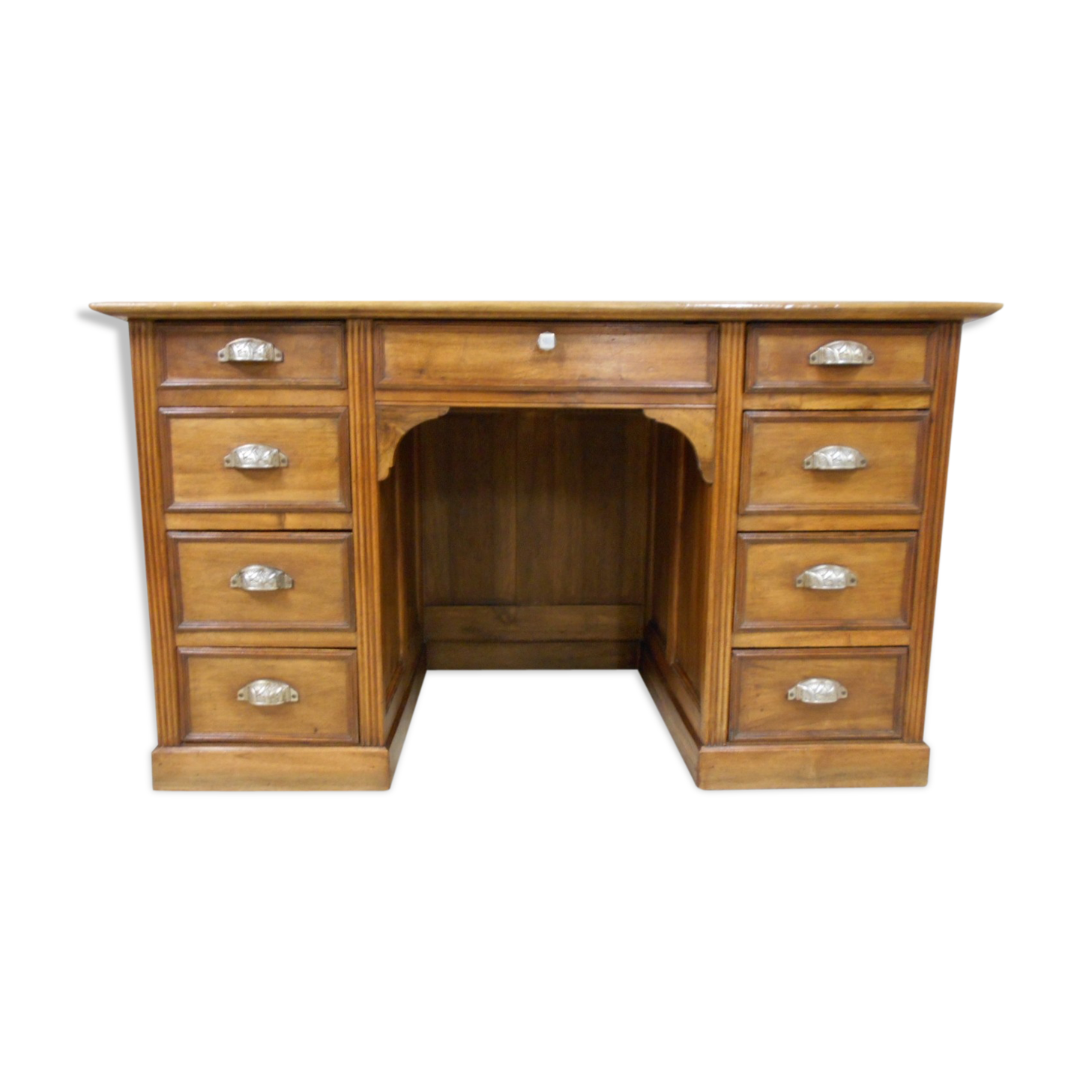 Coffered walnut desk