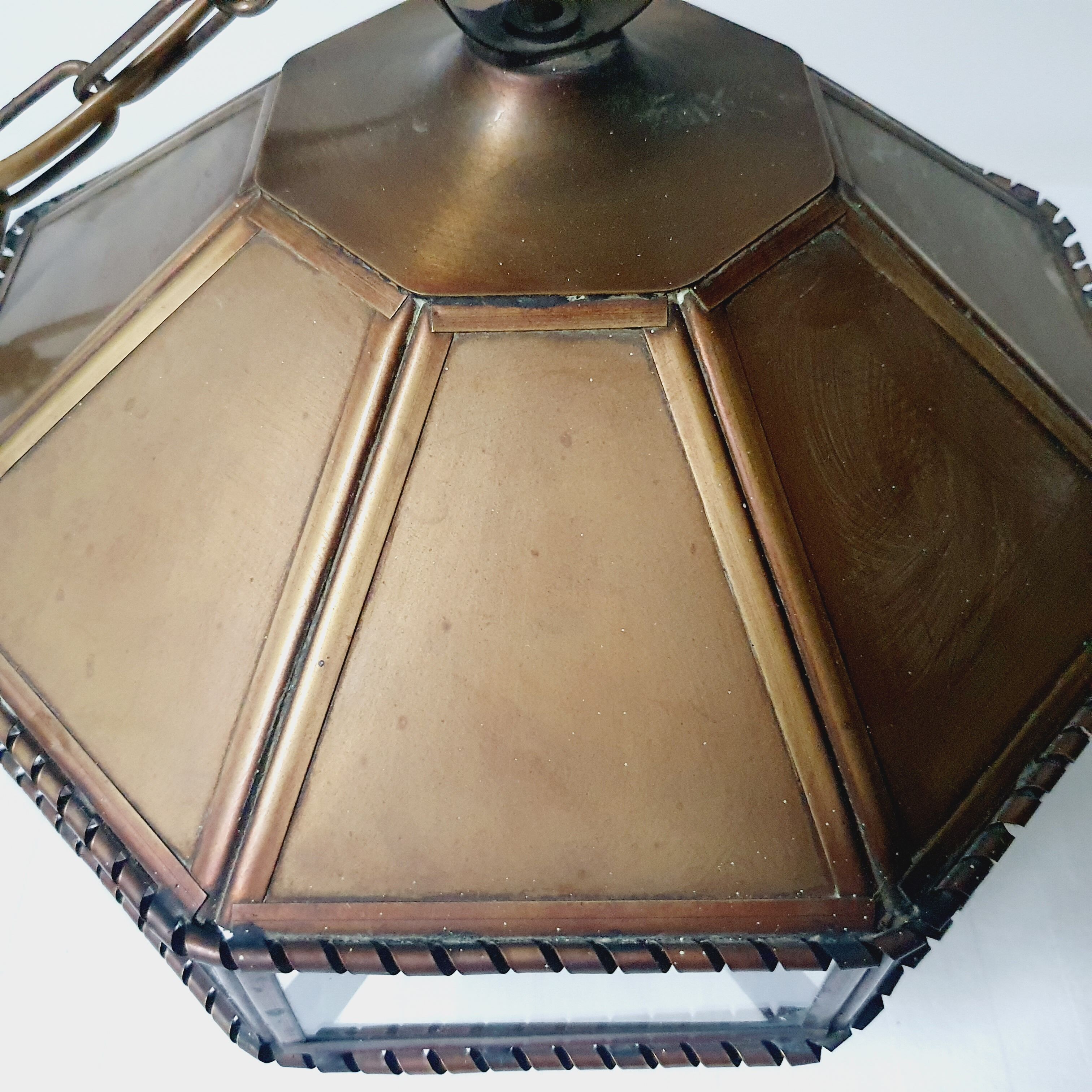 Art Deco glass and brass pendant lamp