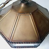 Art Deco glass and brass pendant lamp