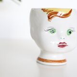 Vintage flower pot face, ceramic