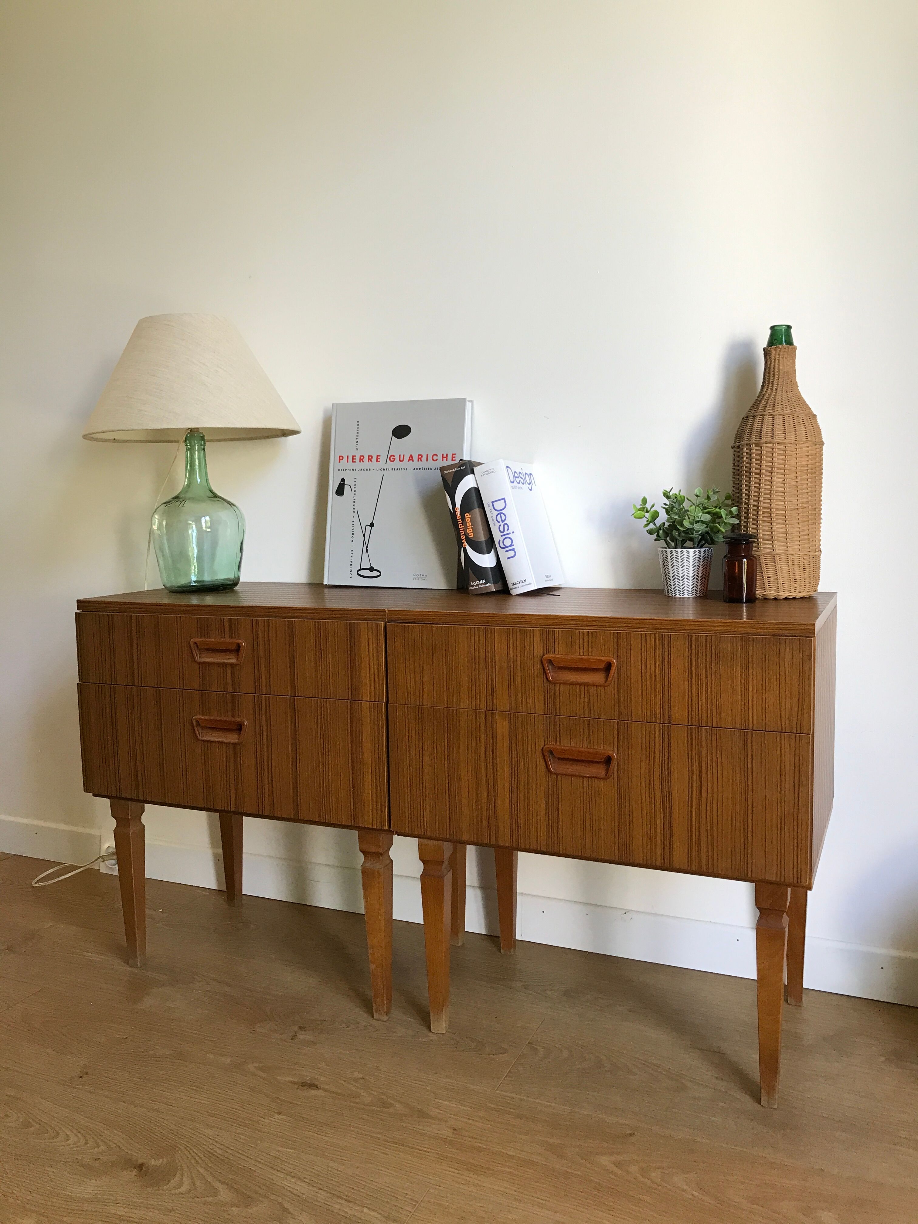 Pair of vintage bedside tables scandinavian style