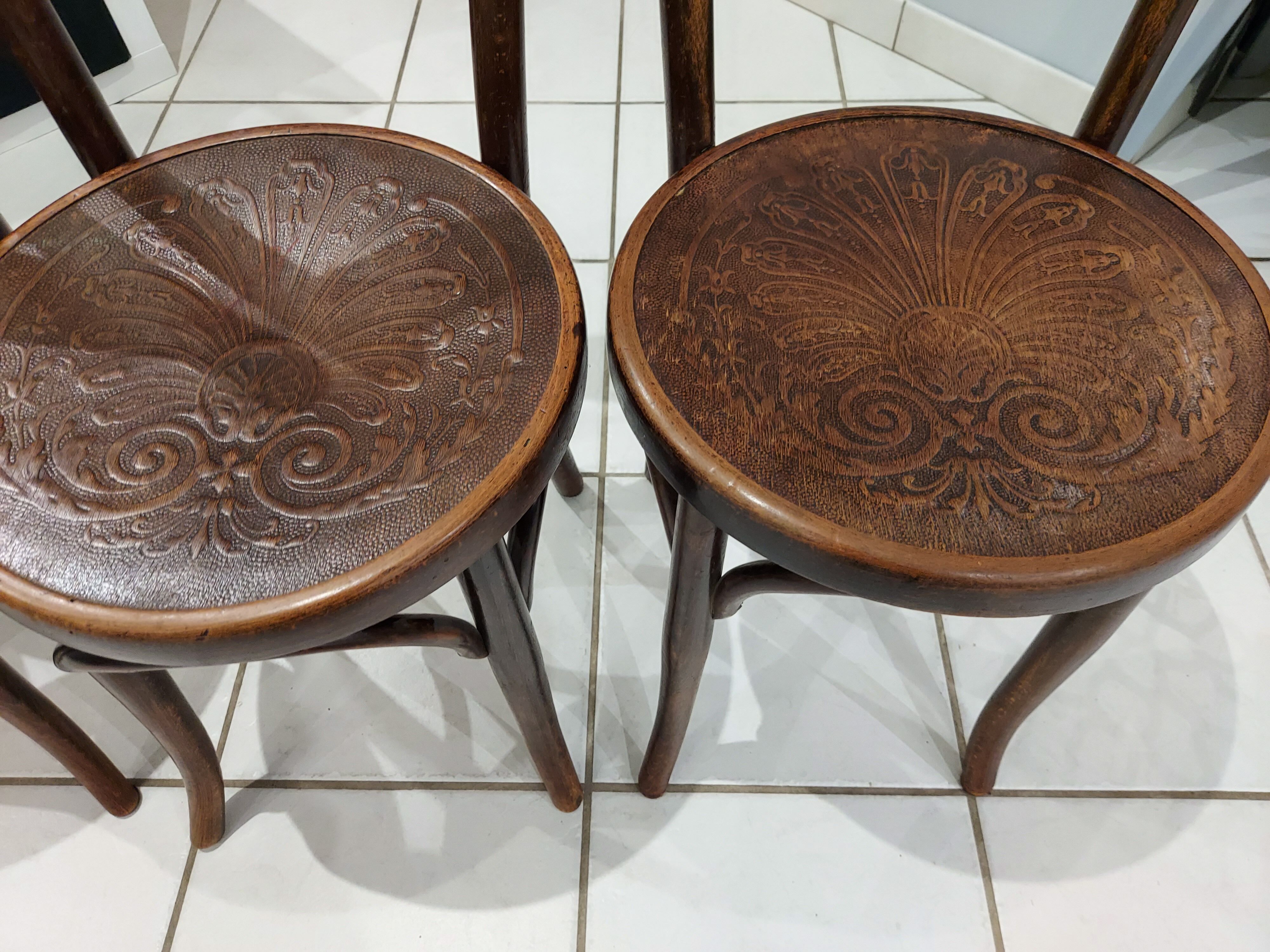 Suite de 4 chaises bistrot Mundus Joseph Hoffmann Austria Bielitz années 1908
