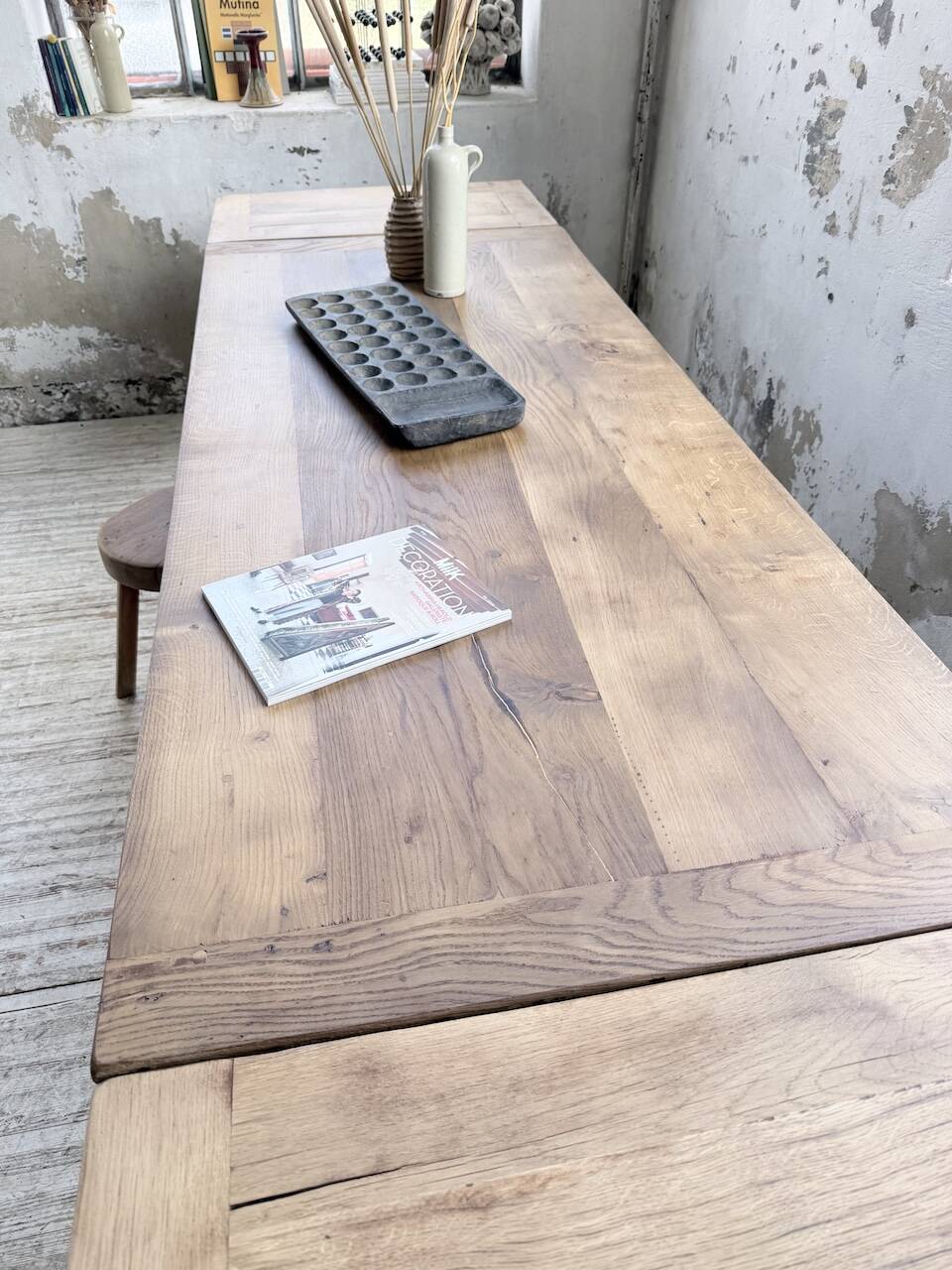 Solid oak farmhouse table with extensions (190-280cm) 1950