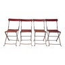 Ensemble de 4 chaises de jardin en fer et bois pliantes début xxème