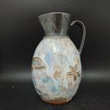 Pichet carafe grès de Bouffioulx Signé  Biron W 15 décor de poisson de mer TBE