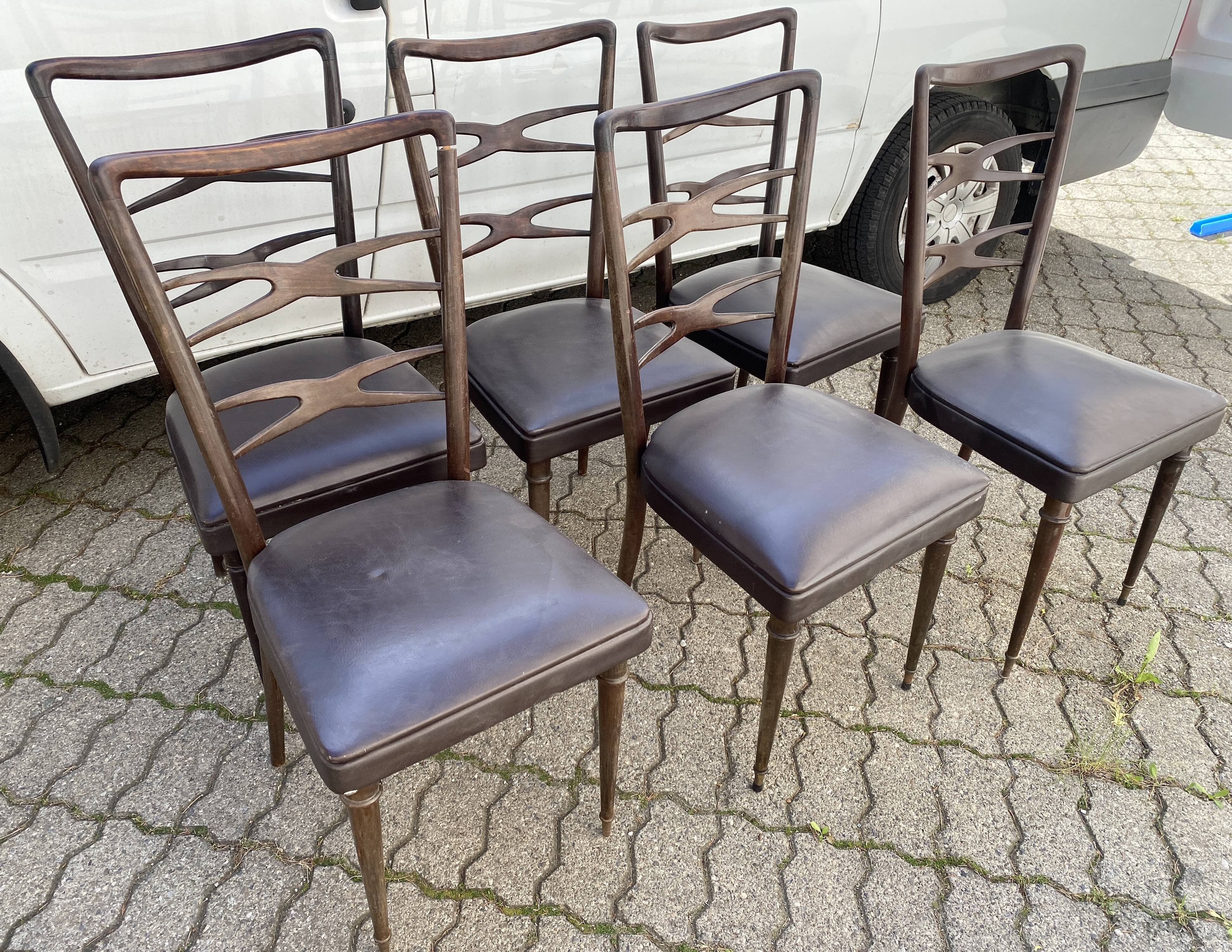 6 chairs meclchiorre bega for ponti circa 60s