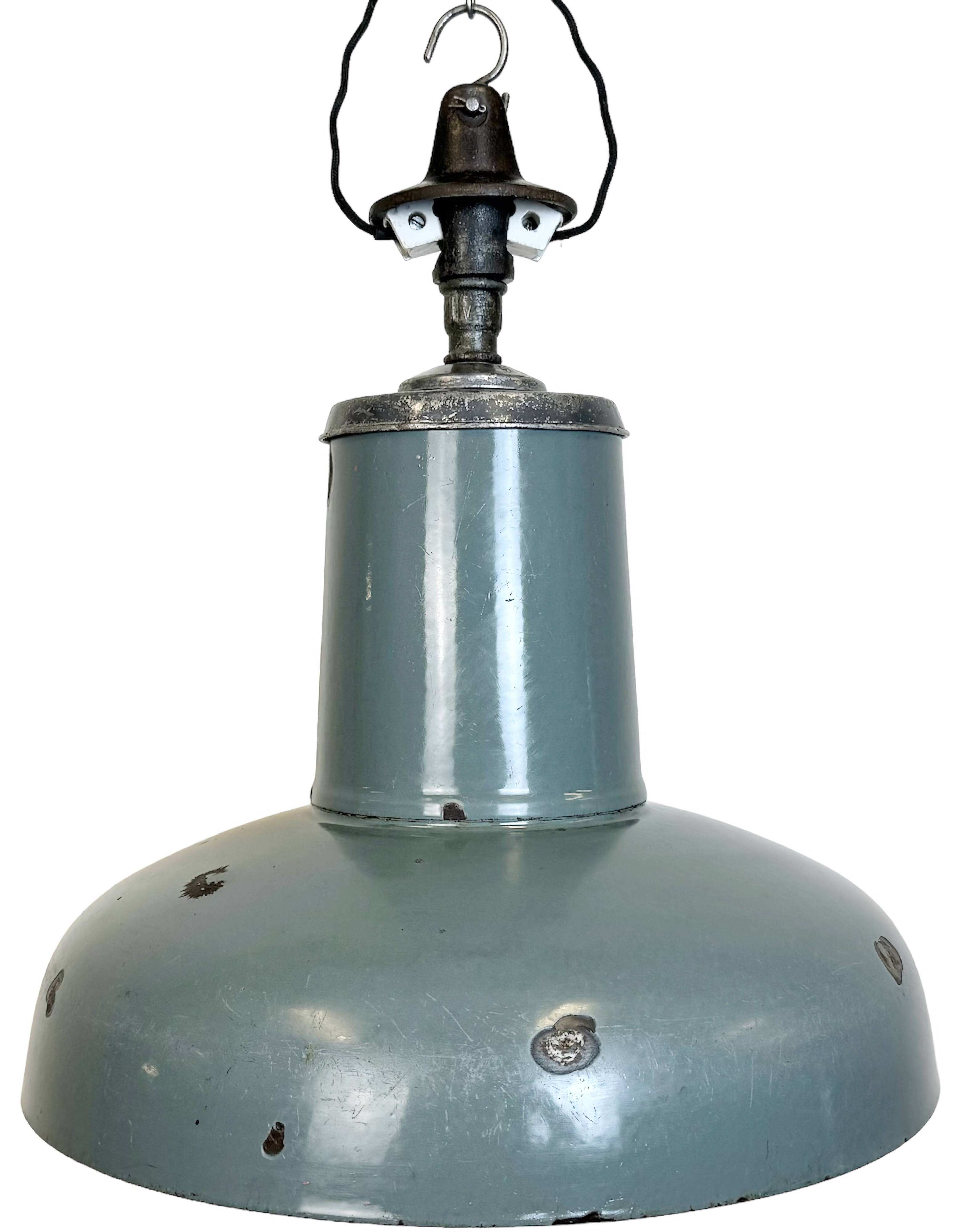 Industrial Grey Enamel Pendant Lamp from Siemens, 1930s