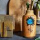 Ceramic vase "Poterie du Colombier" vintage blue sun