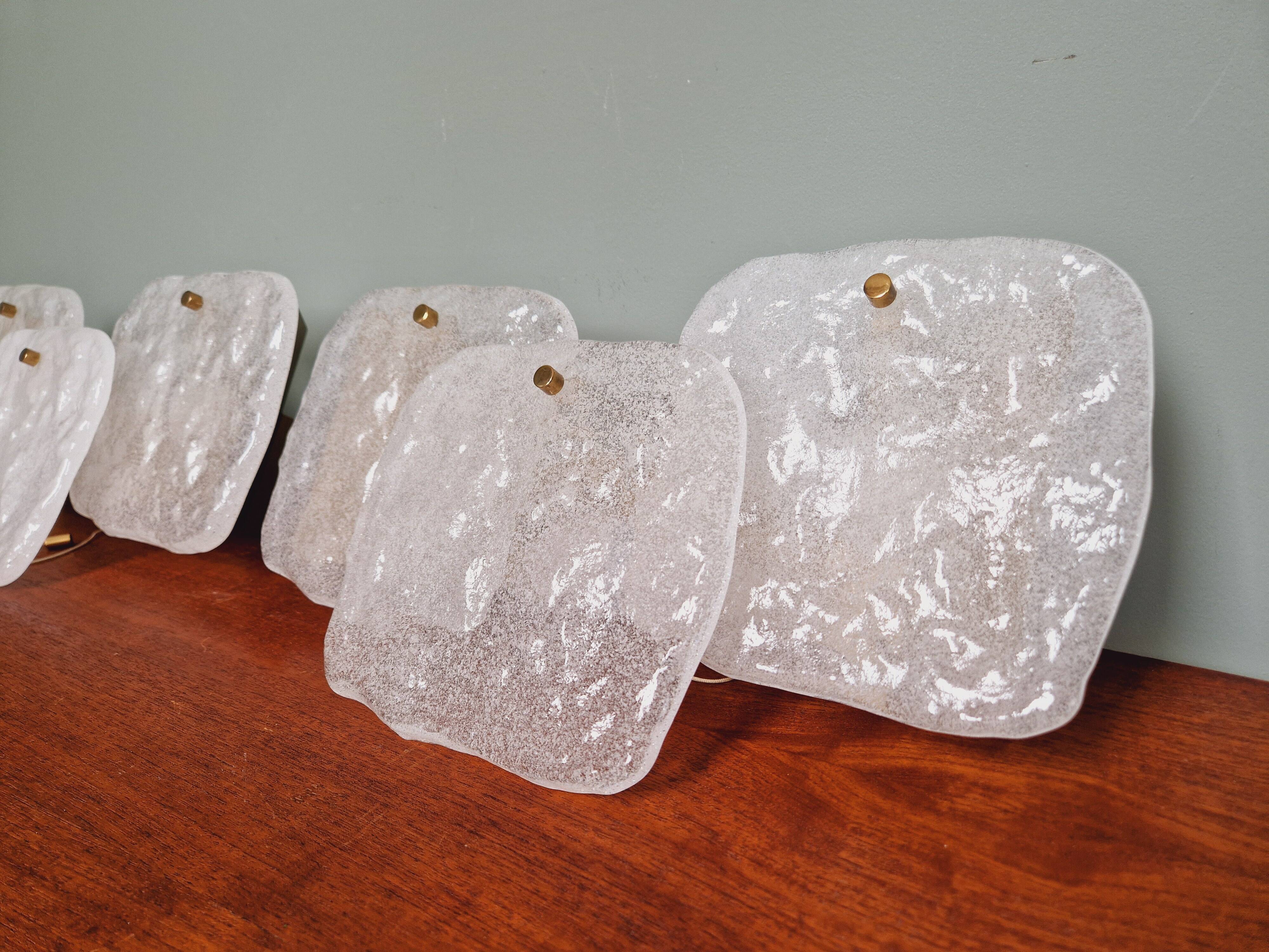 Pair of frosted glass wall lights, Kalmar, 1960s