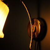 Danish wall lamp, brass and glass