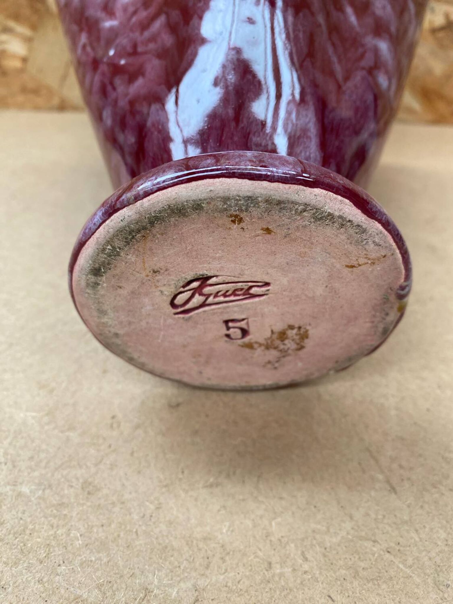 Antique Vase Corolle J. GUET Ceramic Pink Speckled Vintage