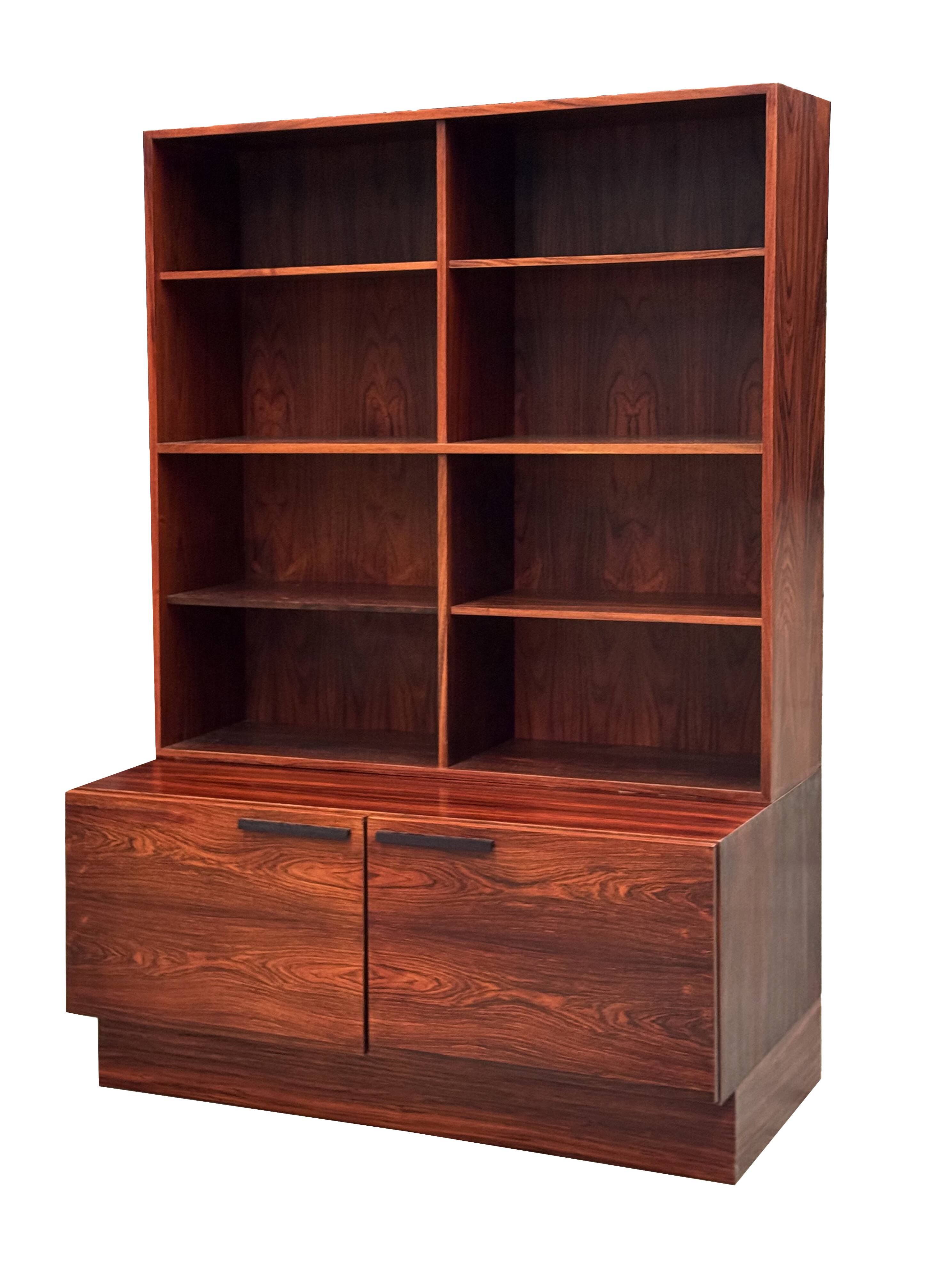 Scandinavian library in rosewood designed by Ib Kofod Larsen.